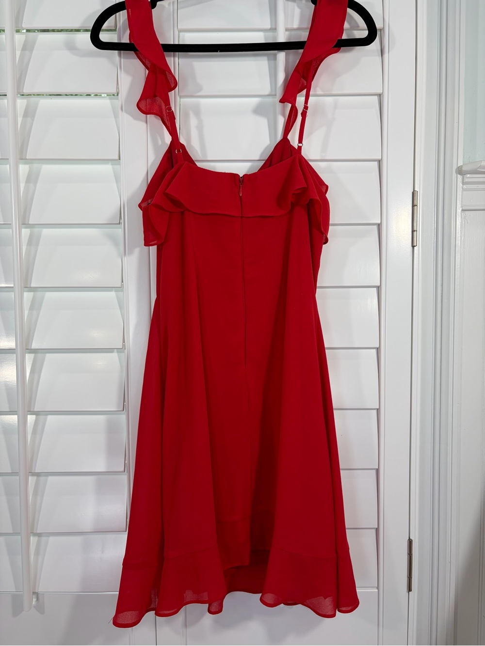 Lulu's Red Ruffle-Trim Mini Dress (M) - Picture 3 of 9